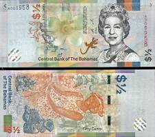 *1/2 bahamského dolára Bahamy 2019 P76A UNC - Kliknutím na obrázok zatvorte -